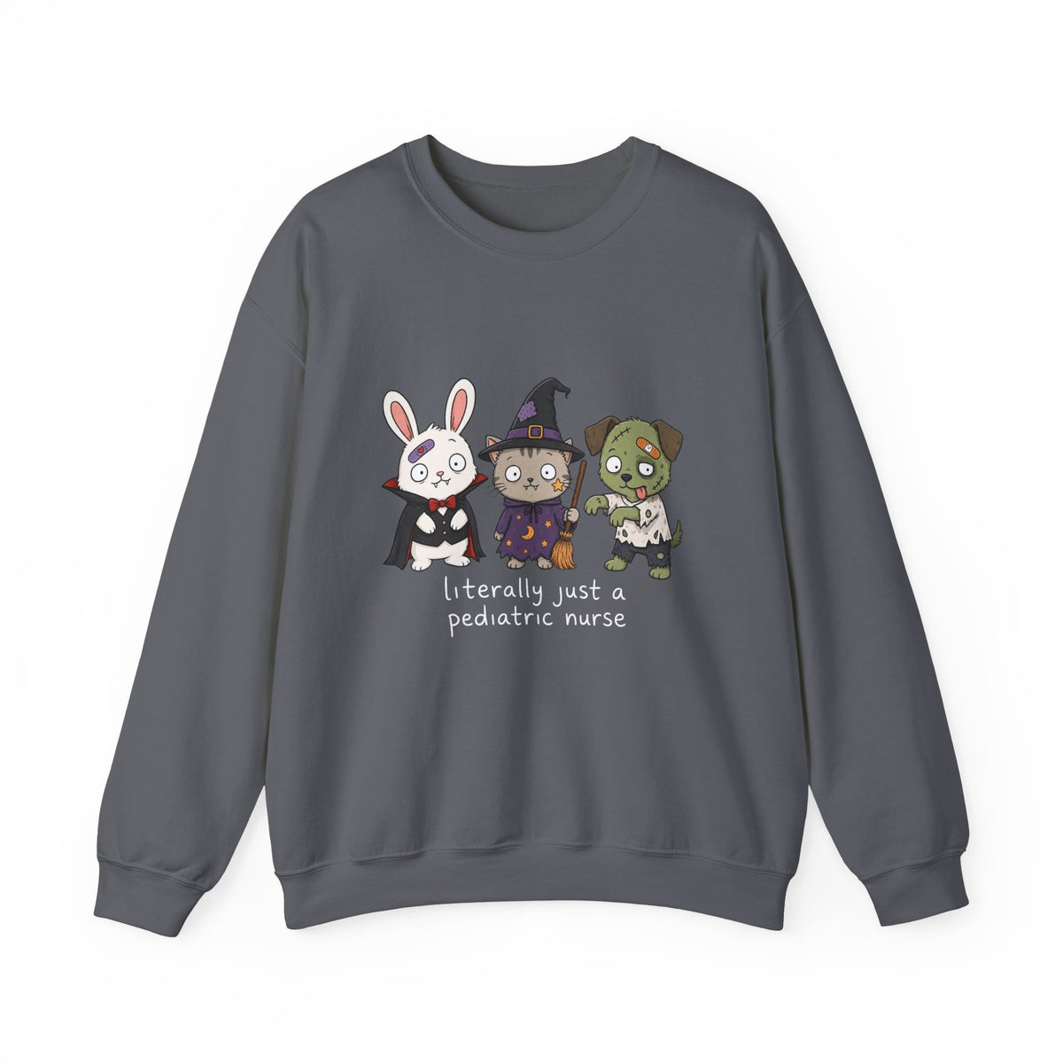 Pediatric Nurse Halloween Crewneck Sweatshirt — Cute Trick-or-Treat Kids Costume Tee