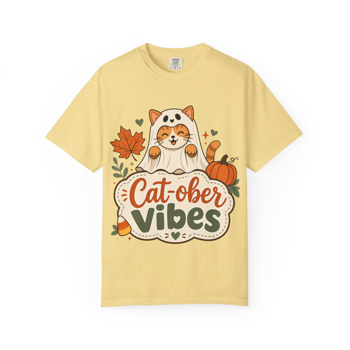 Cat-ober Vibes — Cute Autumn Cat Pumpkin Tee Comfort Colors
