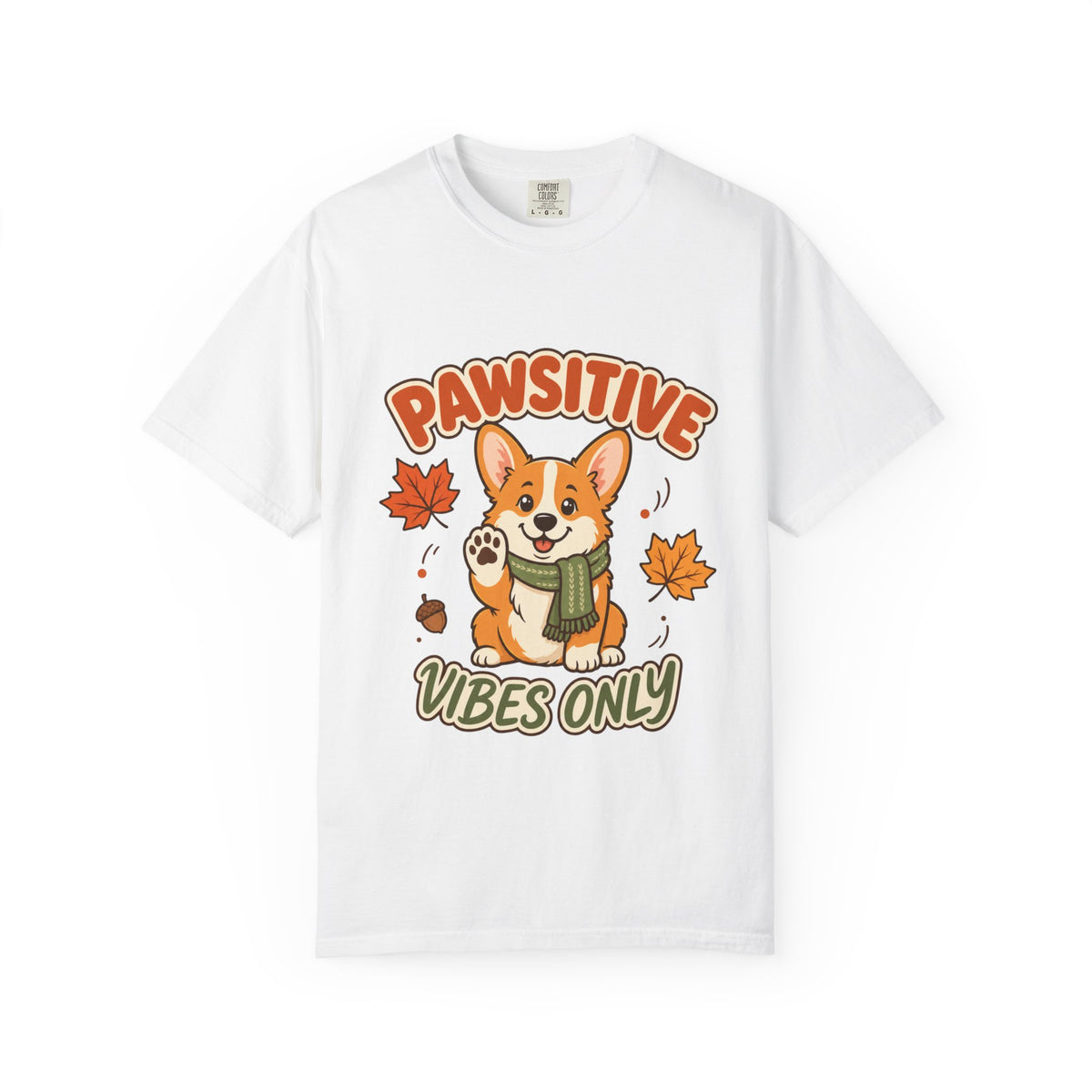 Pawsitive Vibes Only — Cute Corgi Fall Tee Comfort Colors