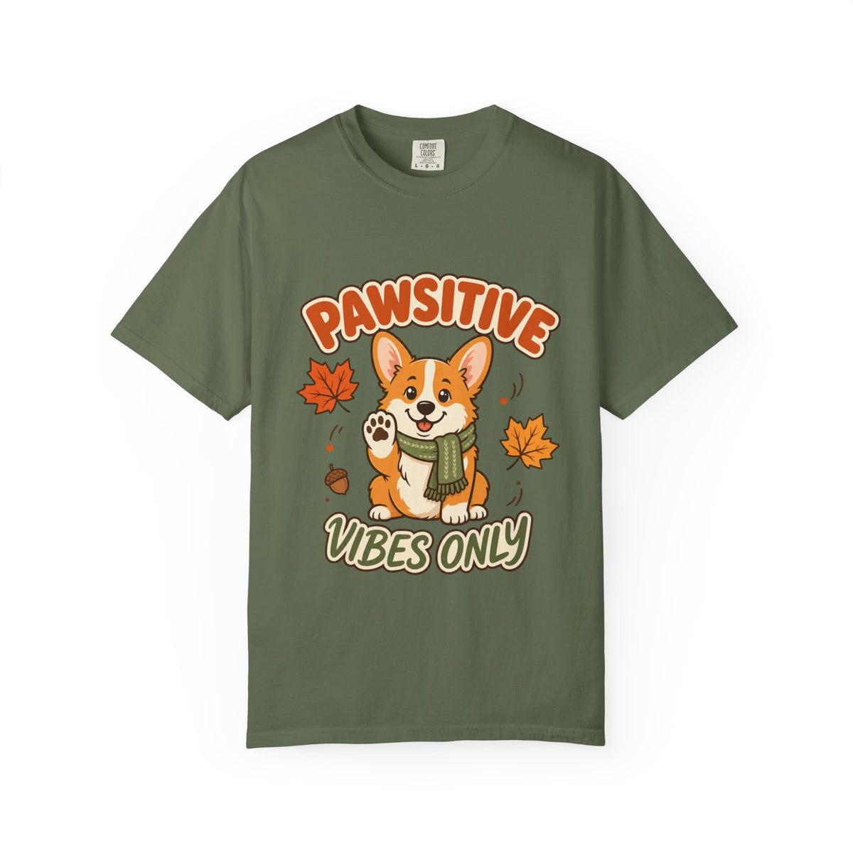Pawsitive Vibes Only — Cute Corgi Fall Tee Comfort Colors