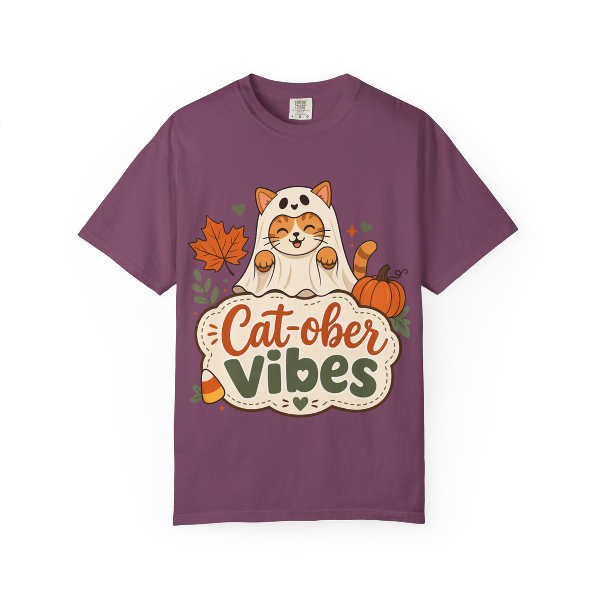 Cat-ober Vibes — Cute Autumn Cat Pumpkin Tee Comfort Colors
