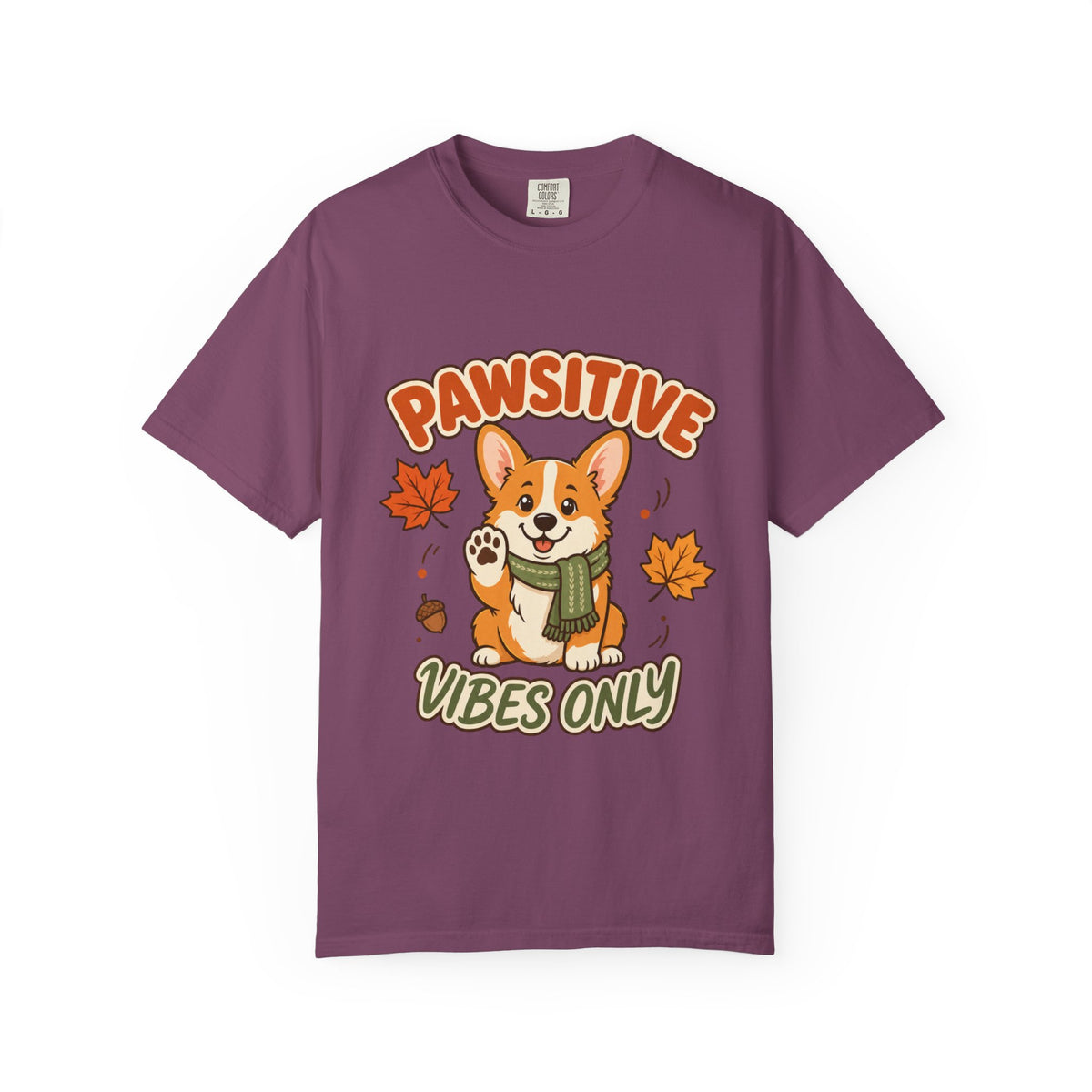 Pawsitive Vibes Only — Cute Corgi Fall Tee Comfort Colors