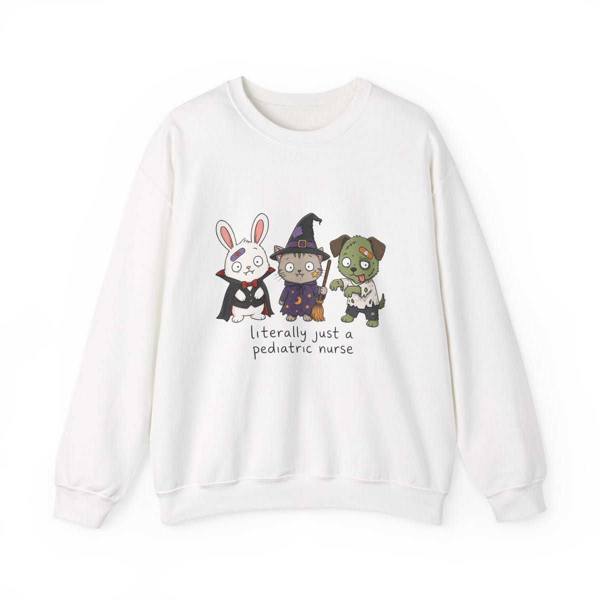 Pediatric Nurse Halloween Crewneck Sweatshirt — Cute Trick-or-Treat Kids Costume Tee