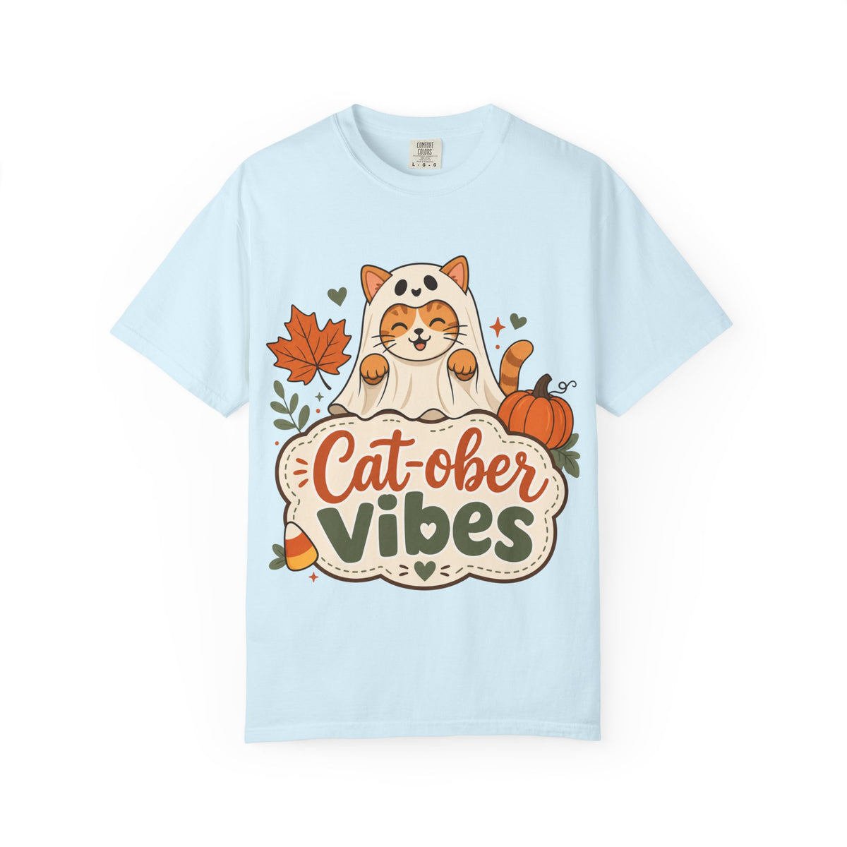 Cat-ober Vibes — Cute Autumn Cat Pumpkin Tee Comfort Colors