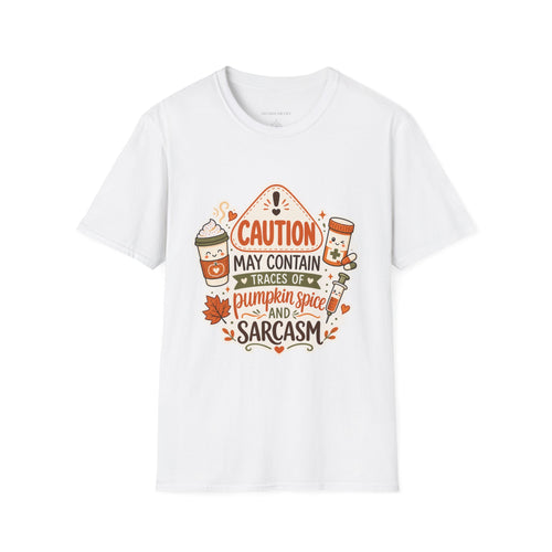Caution May Contain Traces of Pumpkin Spice and Sarcasm — Autumn Tee Gildan 64000