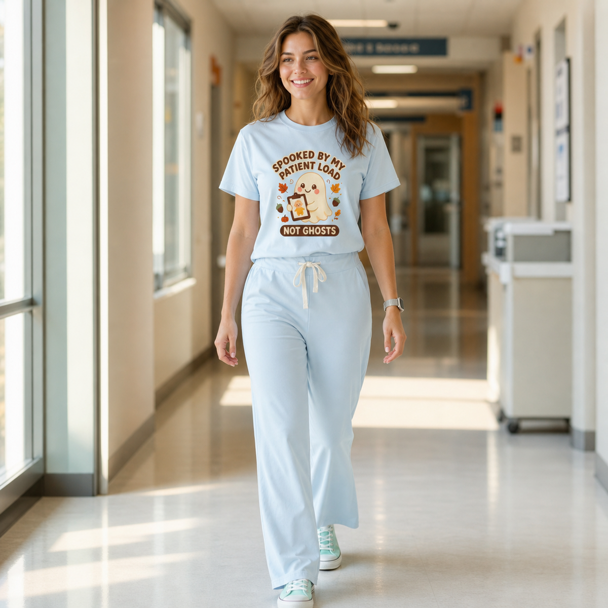 Spooked By My Patient Load Not Ghosts — Cute Kids Halloween Tee Comfort Colors