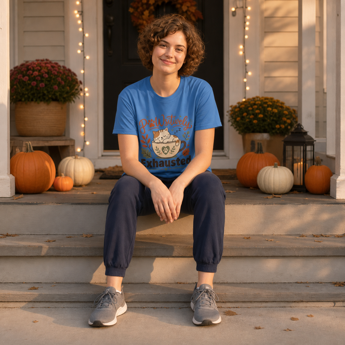 Pawsitively Exhausted - Sleepy Cat Autumn Tee Comfort Colors