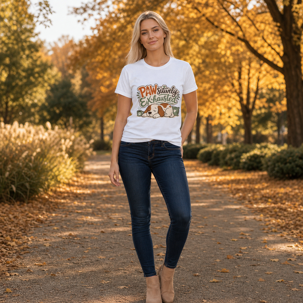 Pawsitively Exhausted - Sleepy Puppy Autumn Tee Bella+Canvas