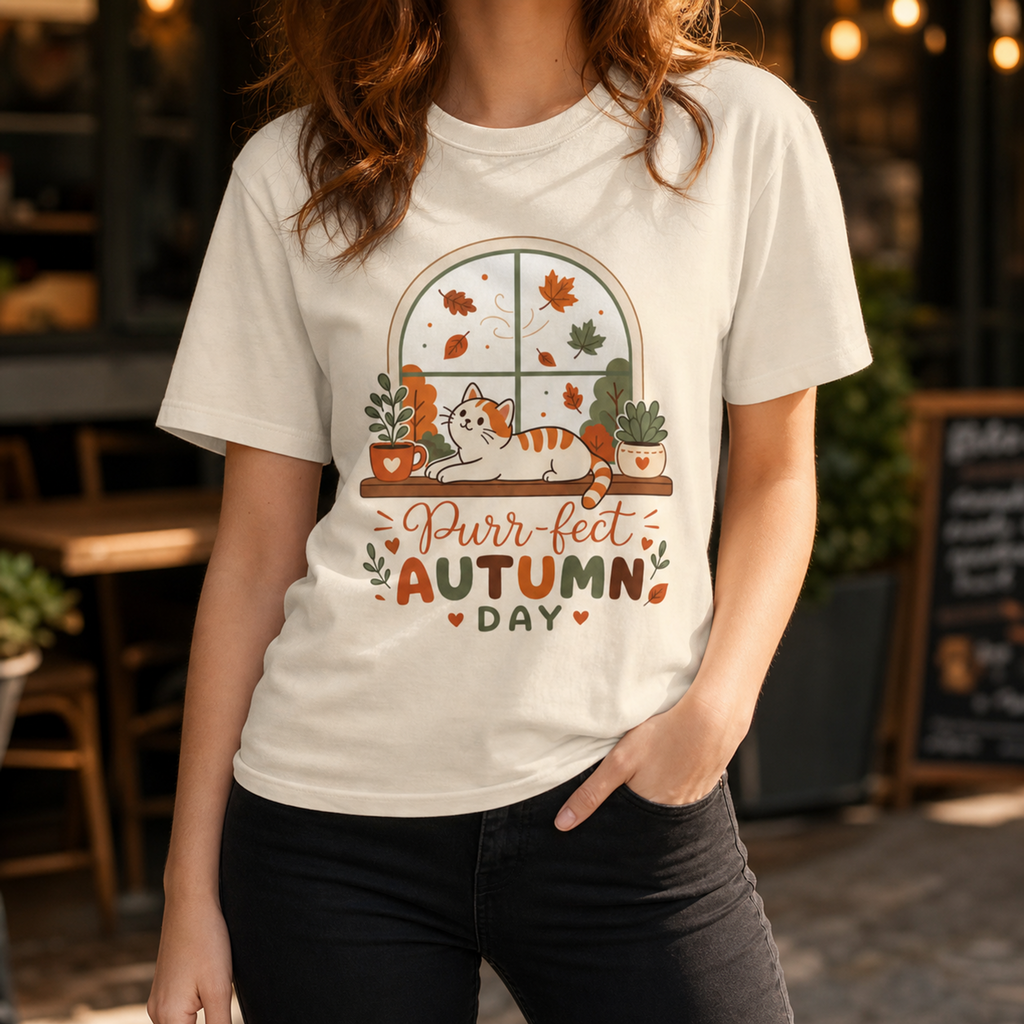 Purr-fect Autumn Day - Cozy Cat Fall Tee Comfort Colors