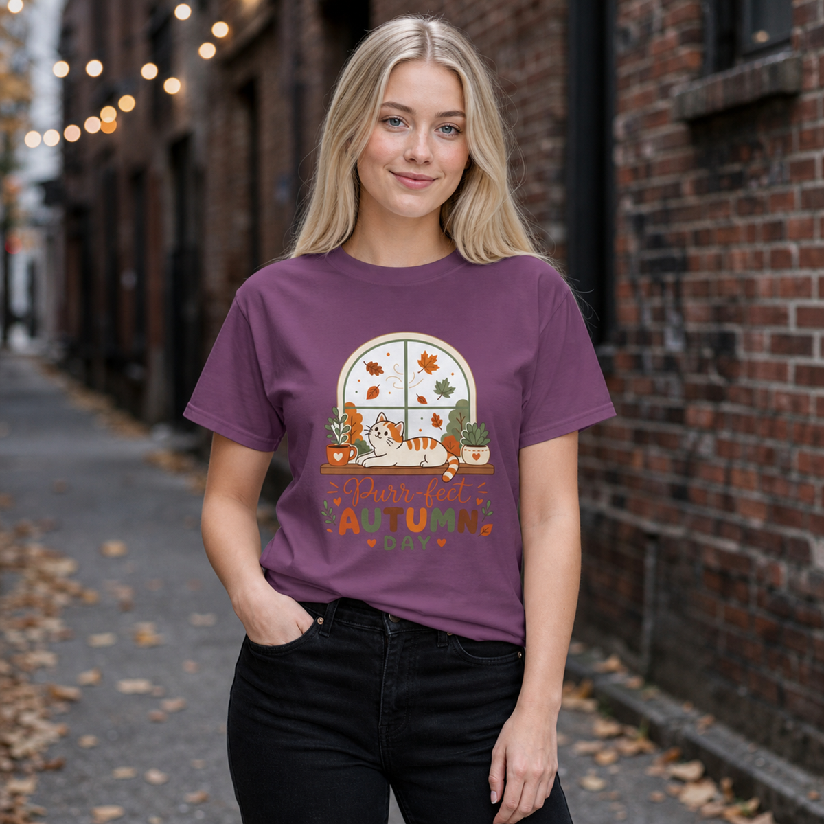 Purr-fect Autumn Day - Cozy Cat Fall Tee Comfort Colors