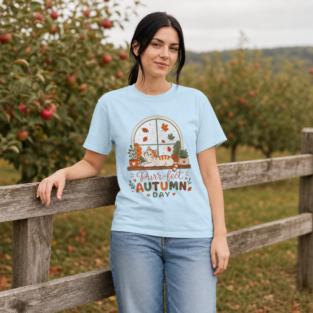 Purr-fect Autumn Day - Cozy Cat Fall Tee Comfort Colors