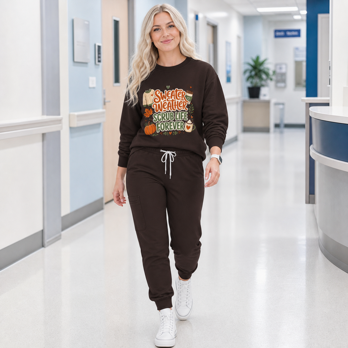 Sweater Weather Scrub Life Forever - Autumn Sweatshirt Gildan 18000