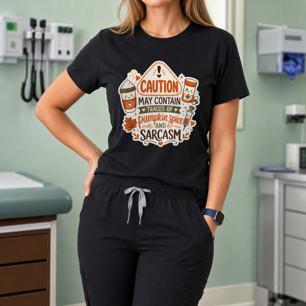 Caution May Contain Traces of Pumpkin Spice and Sarcasm — Autumn Tee Gildan 64000