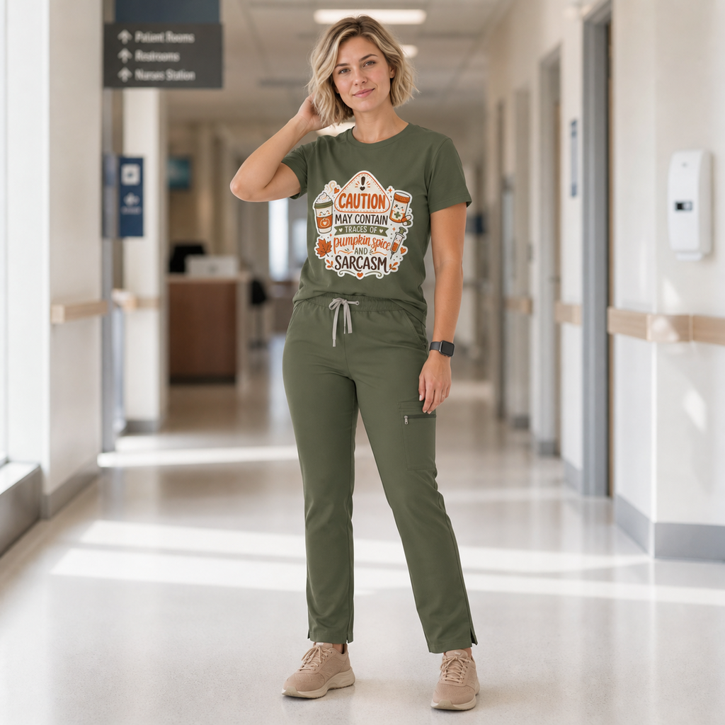 Caution May Contain Traces of Pumpkin Spice and Sarcasm — Autumn Tee Gildan 64000