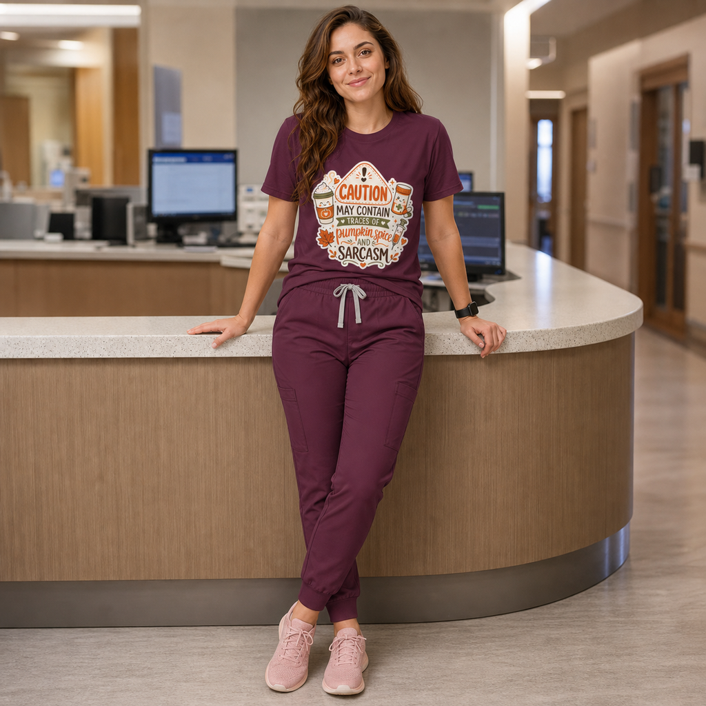 Caution May Contain Traces of Pumpkin Spice and Sarcasm — Autumn Tee Gildan 64000