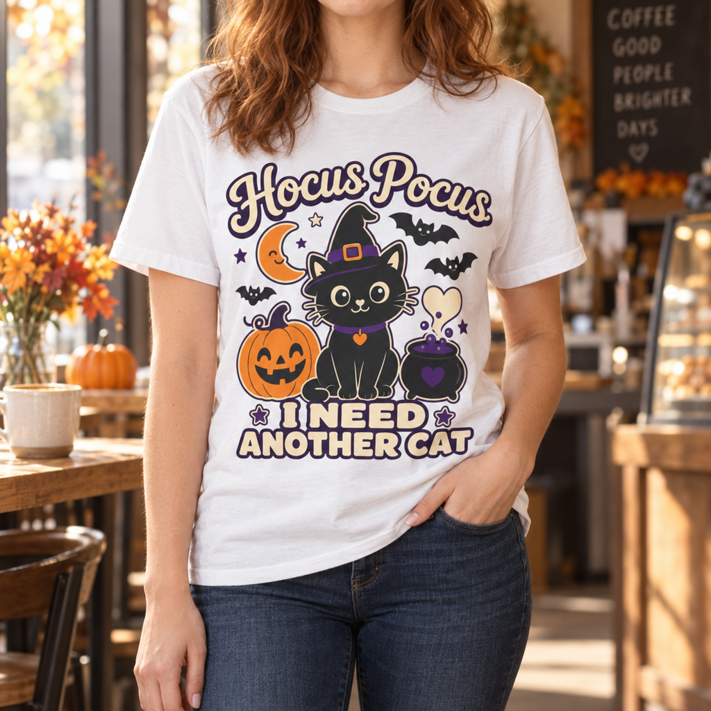 Hocus Pocus I Need Another Cat - Cozy Halloween Tee Comfort Colors