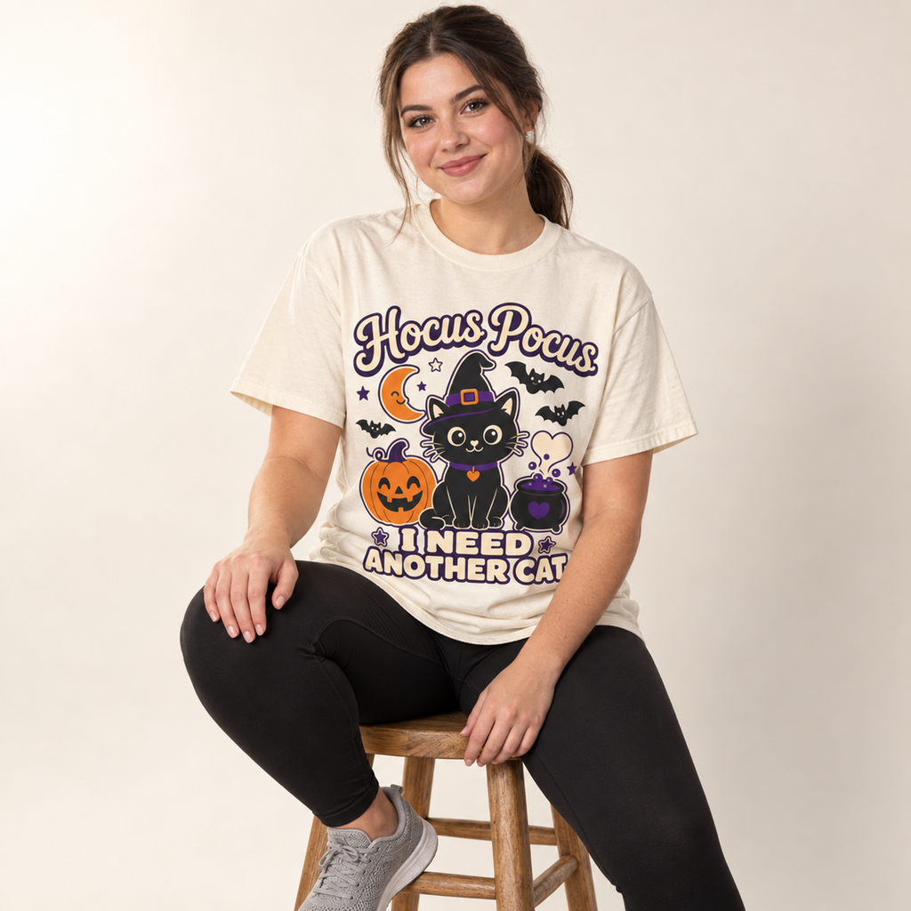 Hocus Pocus I Need Another Cat - Cozy Halloween Tee Comfort Colors