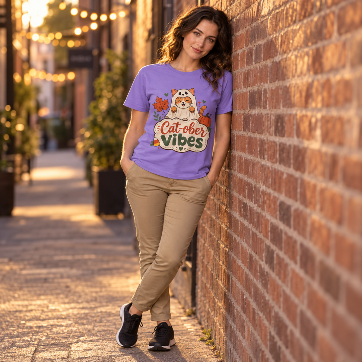 Cat-ober Vibes — Cute Autumn Cat Pumpkin Tee Comfort Colors
