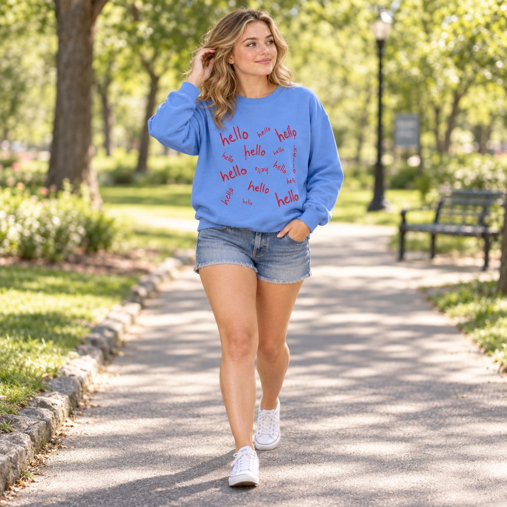 hello hello hello hello — Halloween Sweatshirt Gildan 18000