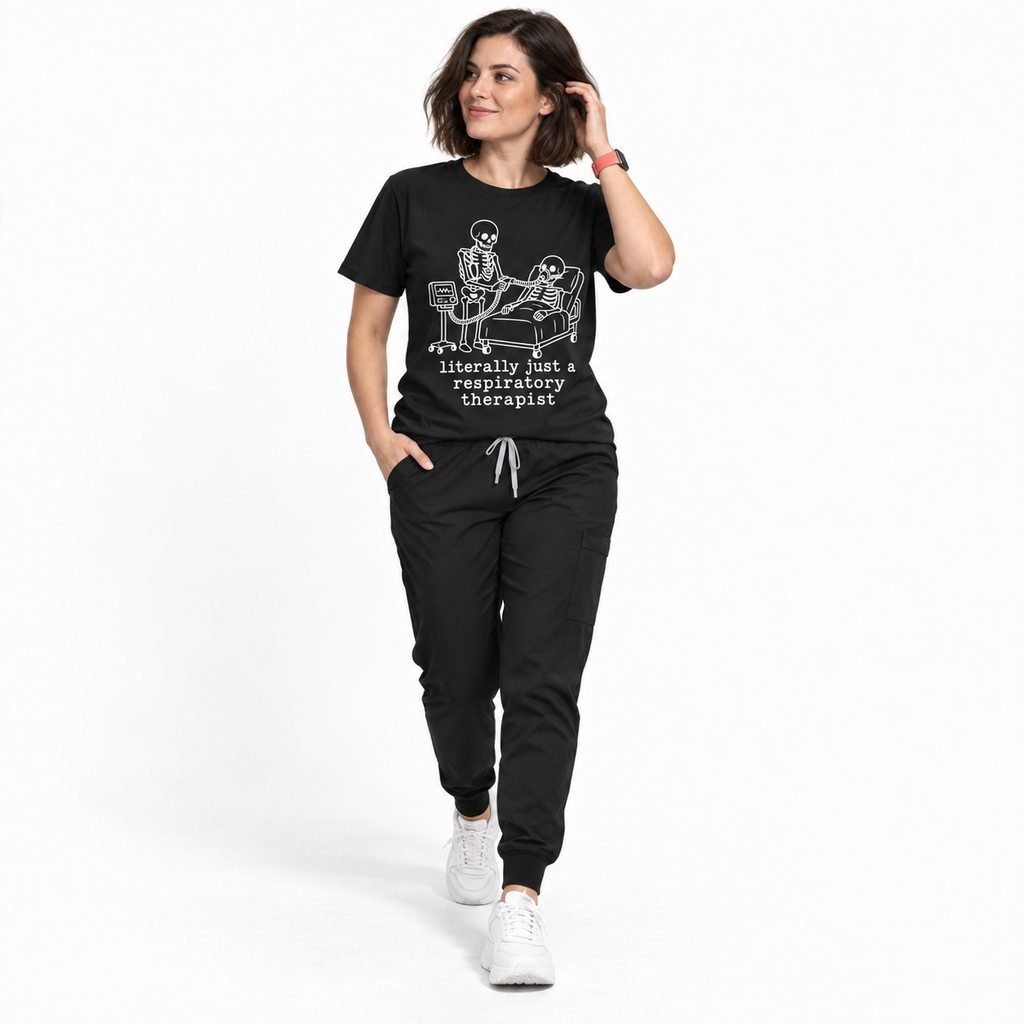 literally just a respiratory therapist - Halloween Skeleton Tee