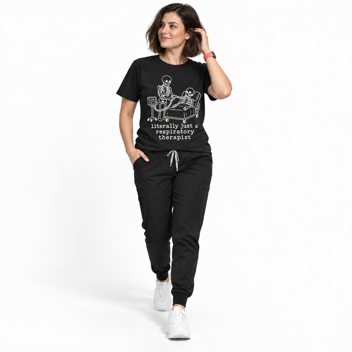 literally just a respiratory therapist - Halloween Skeleton Tee