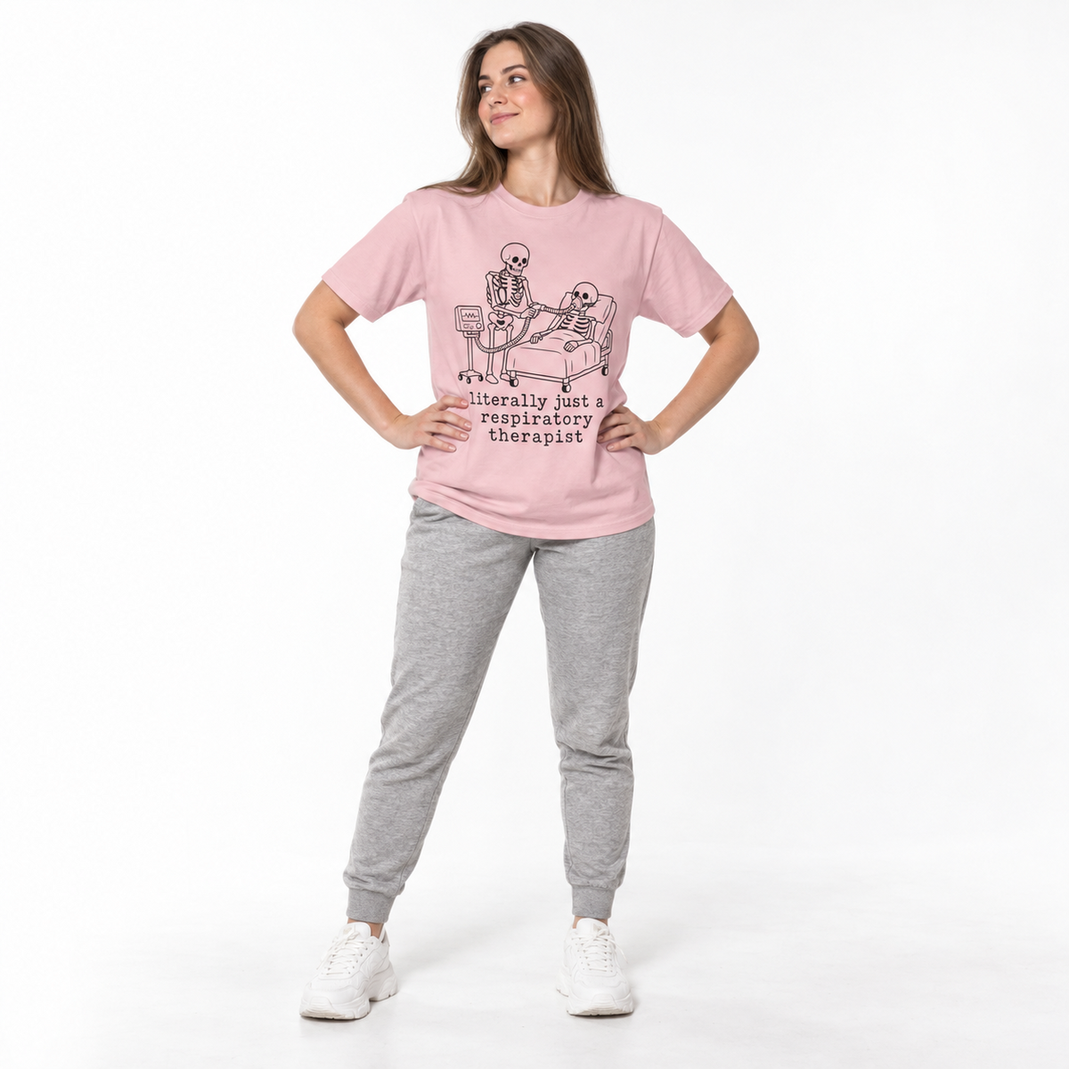 literally just a respiratory therapist - Halloween Skeleton Tee
