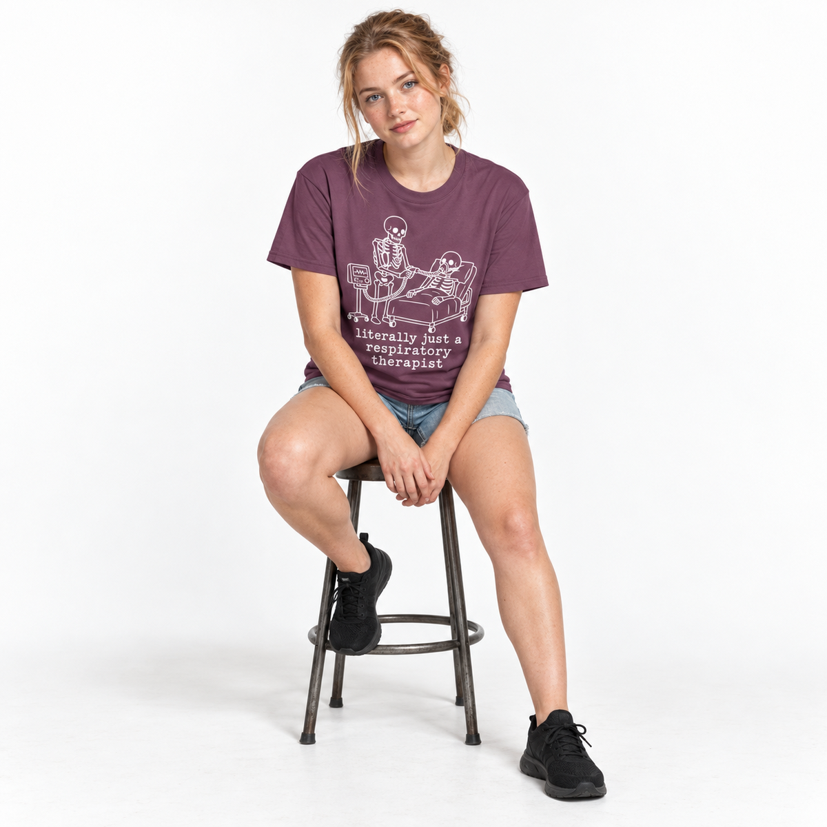 literally just a respiratory therapist - Halloween Skeleton Tee