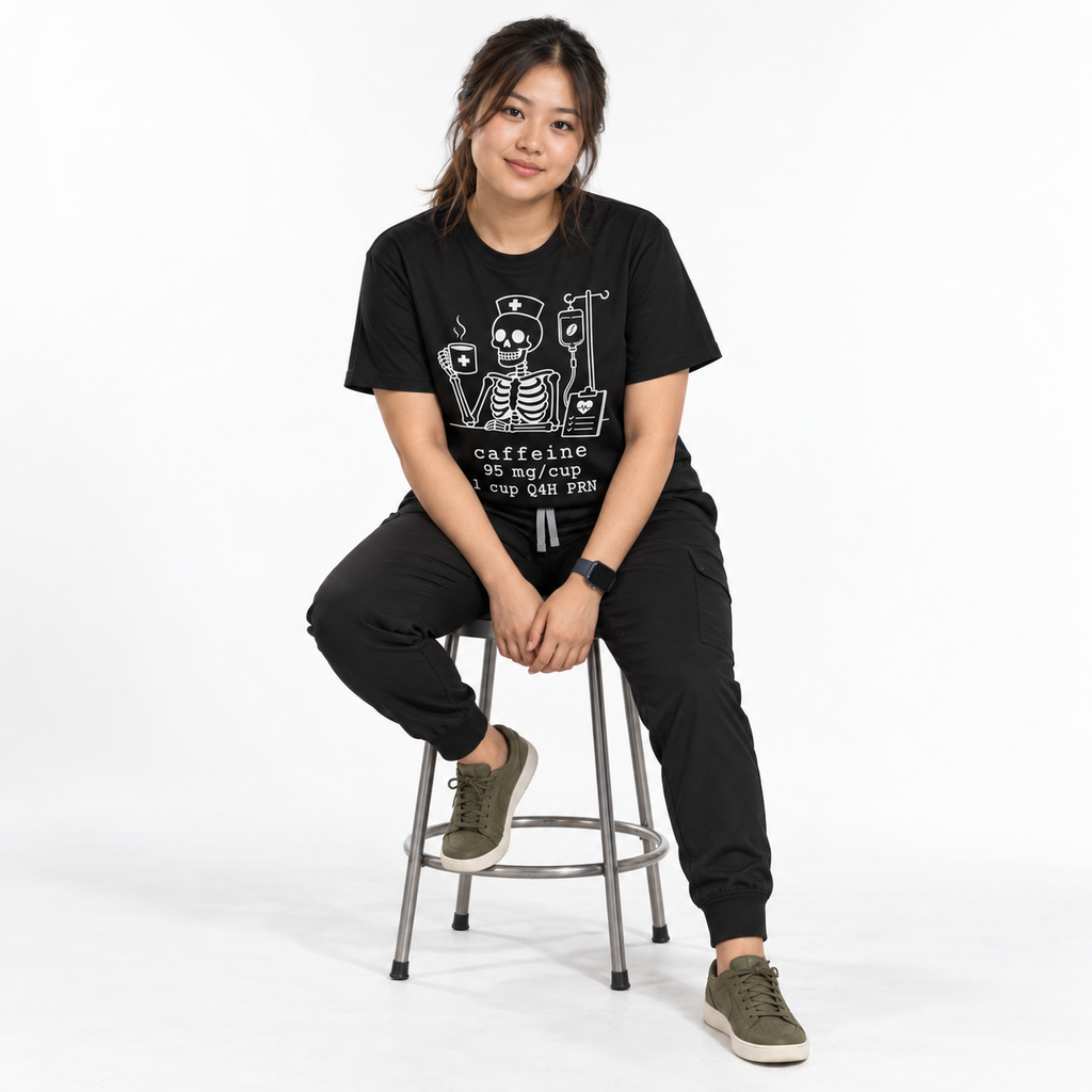 caffeine 95 mg/cup 1 cup Q4H PRN — Halloween Skeleton Coffee Tee