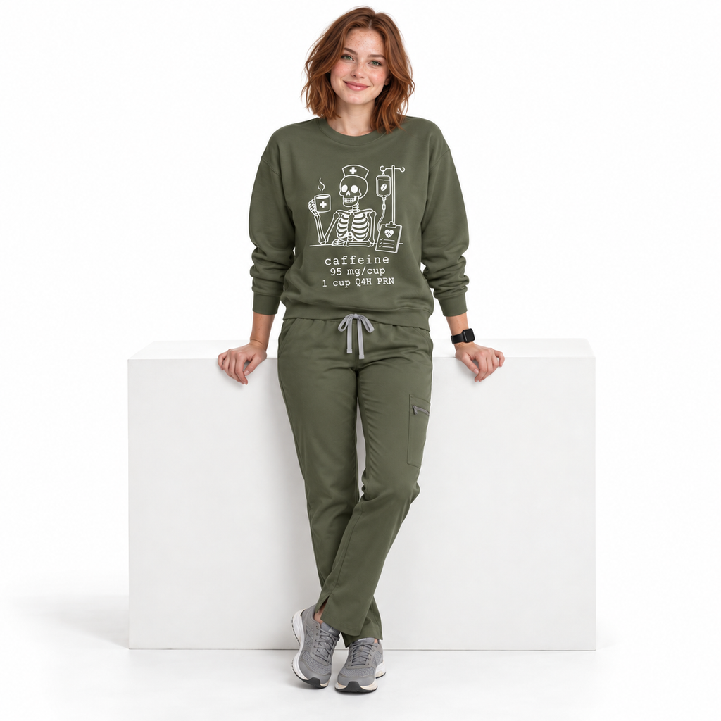 caffeine 95 mg/cup 1 cup Q4H PRN — Skeleton Crewneck Sweatshirt Gildan 18000