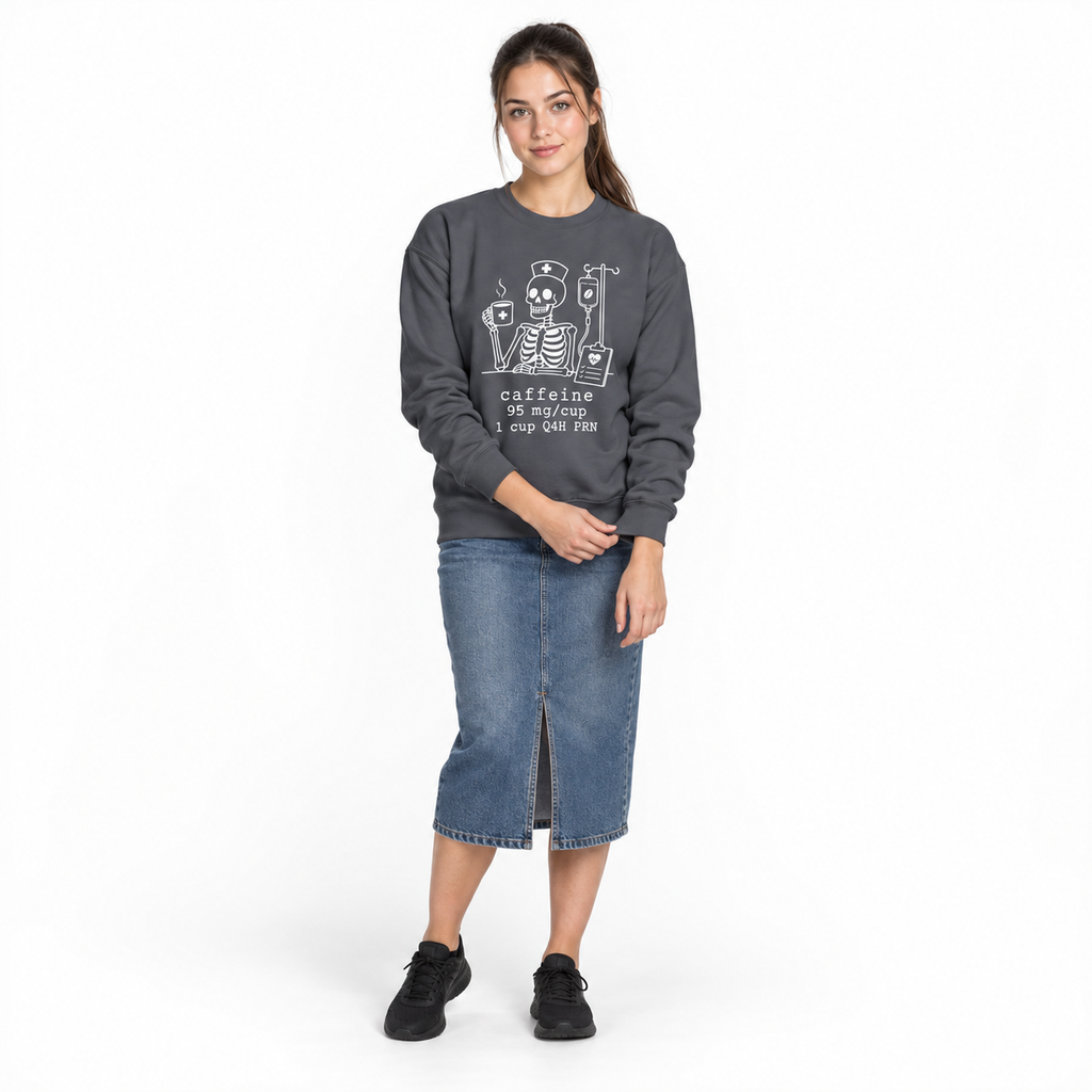 caffeine 95 mg/cup 1 cup Q4H PRN — Skeleton Crewneck Sweatshirt Gildan 18000