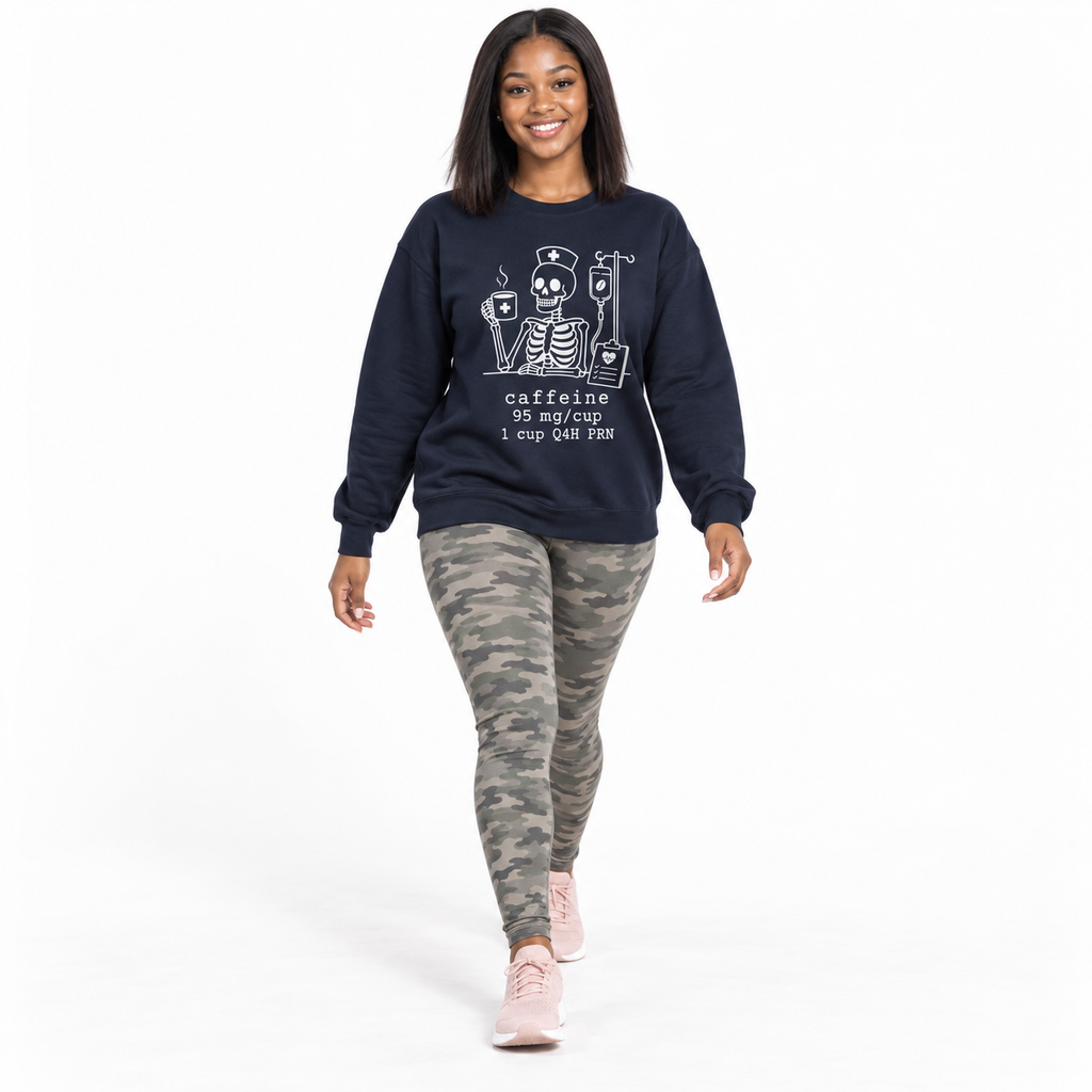 caffeine 95 mg/cup 1 cup Q4H PRN — Skeleton Crewneck Sweatshirt Gildan 18000