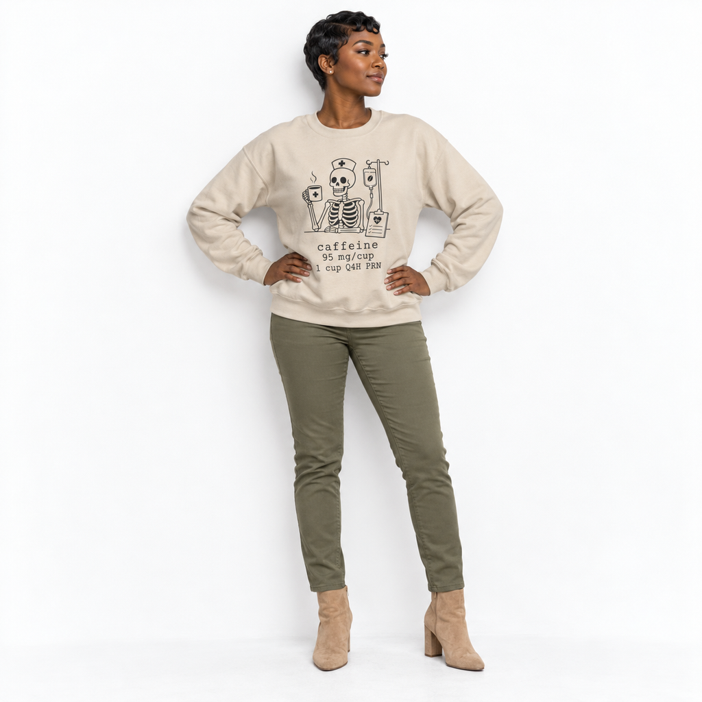 caffeine 95 mg/cup 1 cup Q4H PRN — Skeleton Crewneck Sweatshirt Gildan 18000