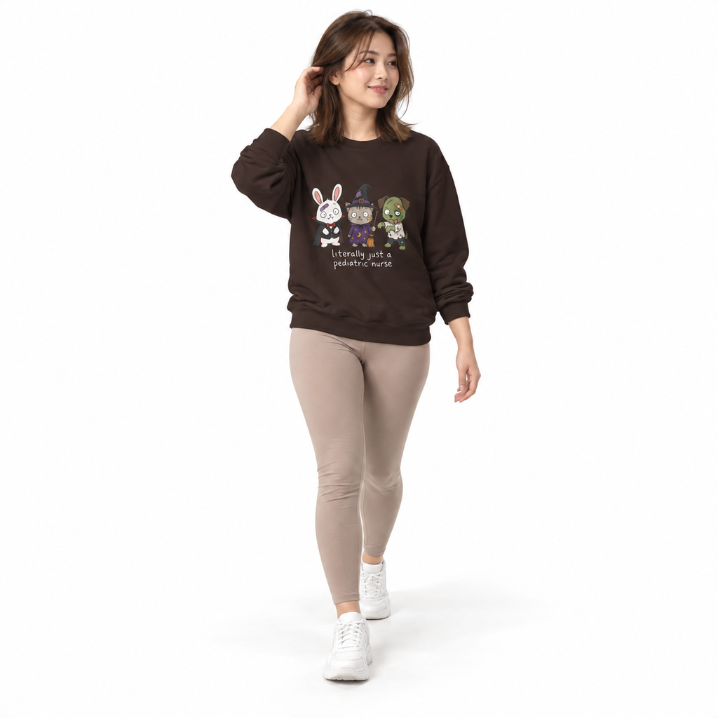 Pediatric Nurse Halloween Crewneck Sweatshirt — Cute Trick-or-Treat Kids Costume Tee
