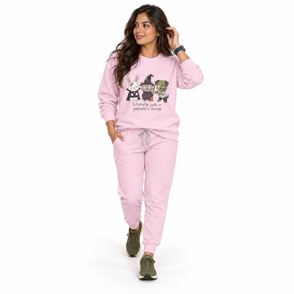 Pediatric Nurse Halloween Crewneck Sweatshirt — Cute Trick-or-Treat Kids Costume Tee