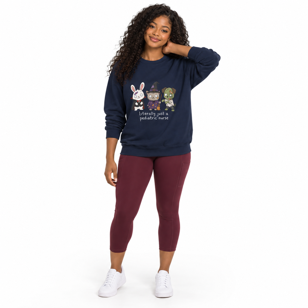 Pediatric Nurse Halloween Crewneck Sweatshirt — Cute Trick-or-Treat Kids Costume Tee