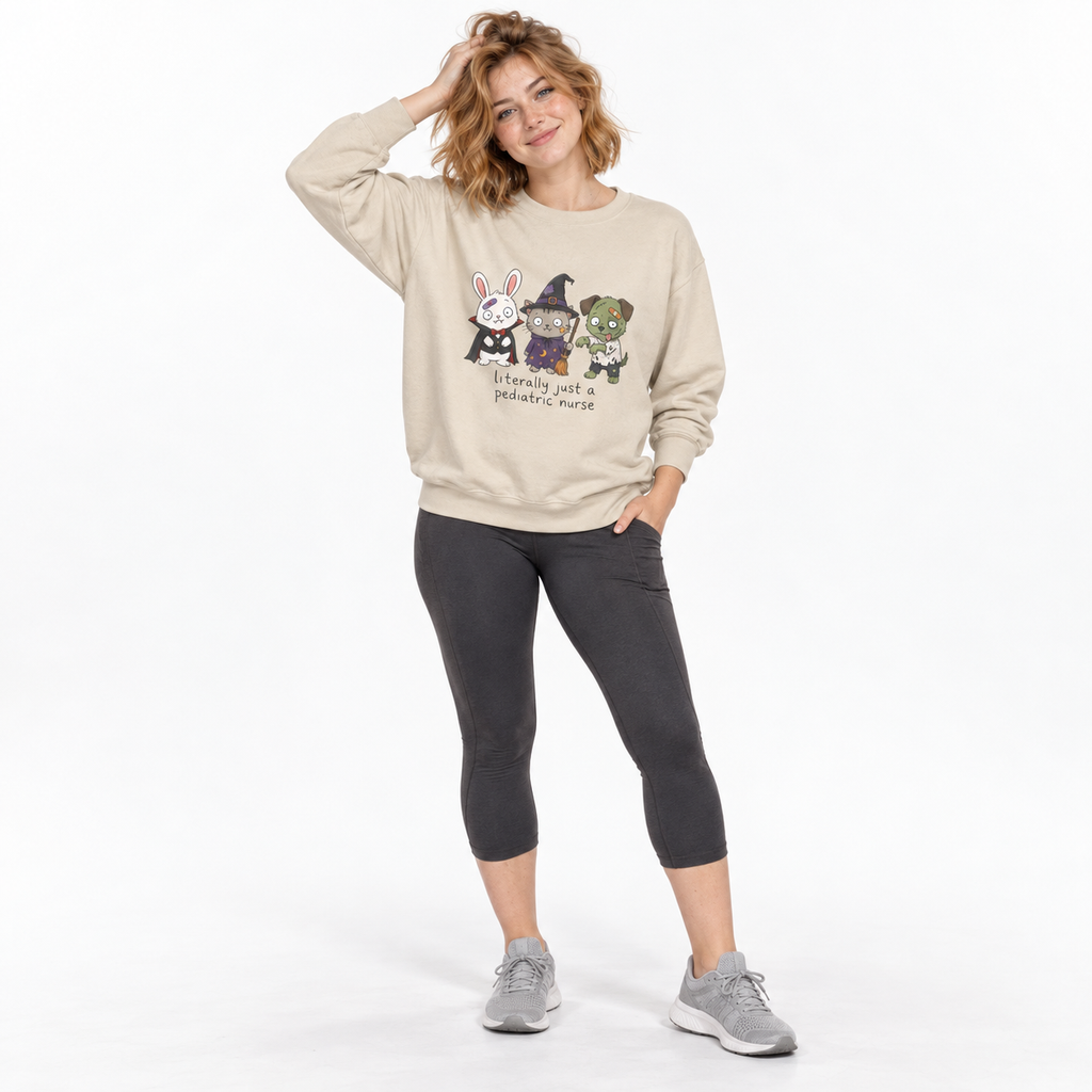 Pediatric Nurse Halloween Crewneck Sweatshirt — Cute Trick-or-Treat Kids Costume Tee