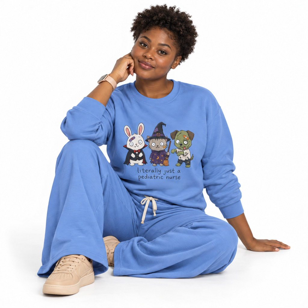 Pediatric Nurse Halloween Crewneck Sweatshirt — Cute Trick-or-Treat Kids Costume Tee