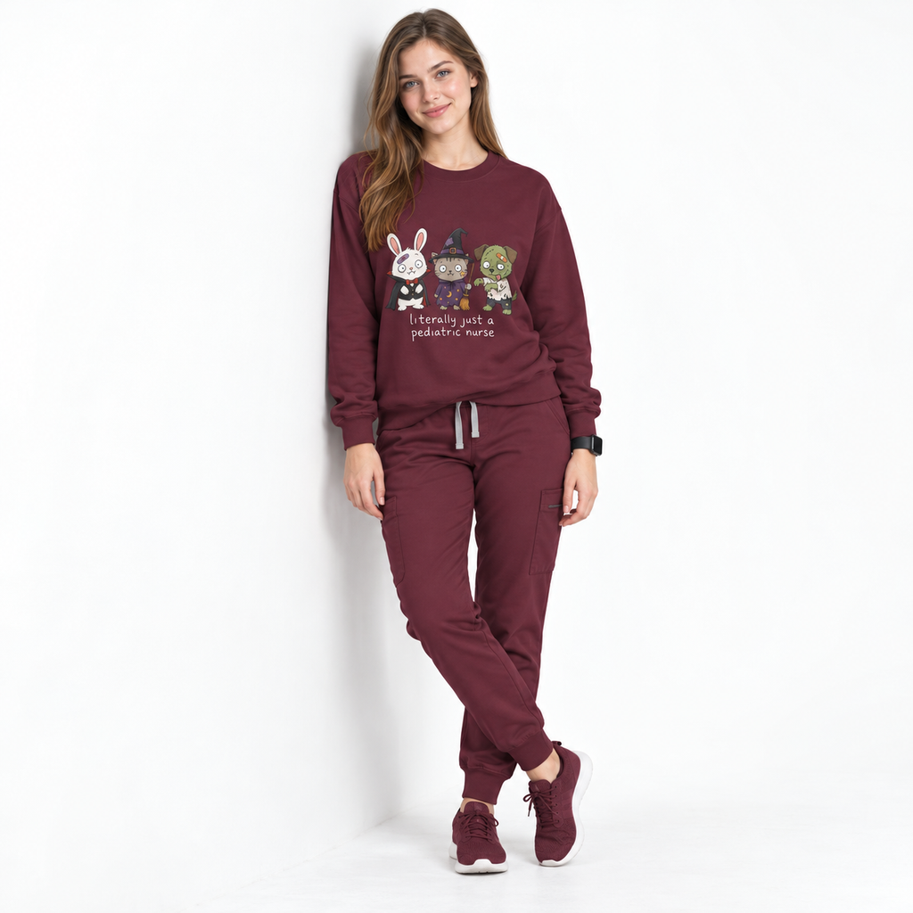 Pediatric Nurse Halloween Crewneck Sweatshirt — Cute Trick-or-Treat Kids Costume Tee