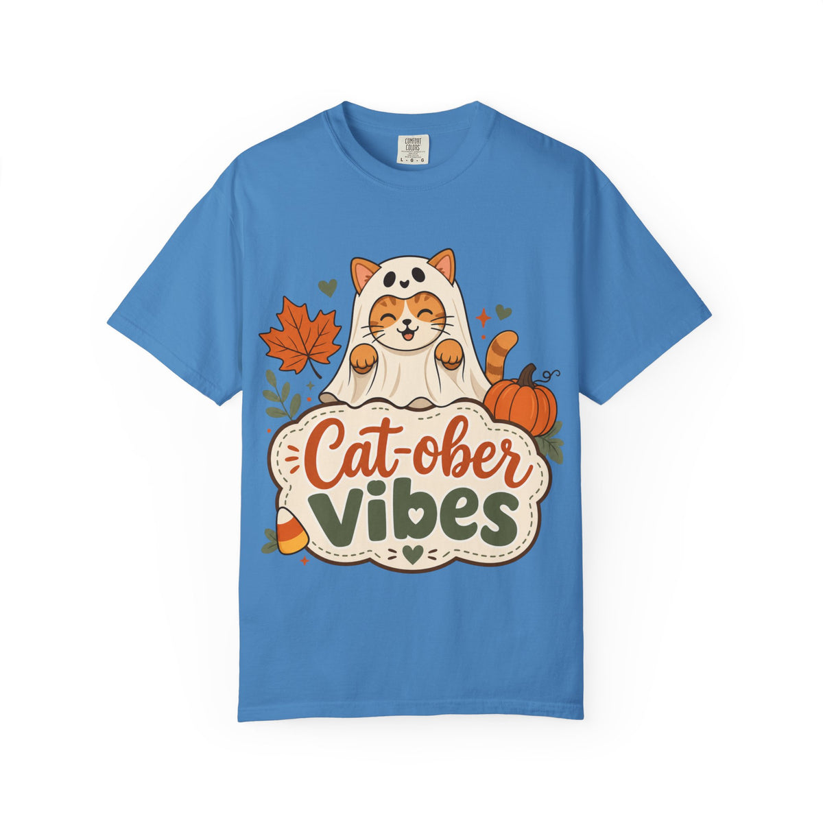 Cat-ober Vibes — Cute Autumn Cat Pumpkin Tee Comfort Colors