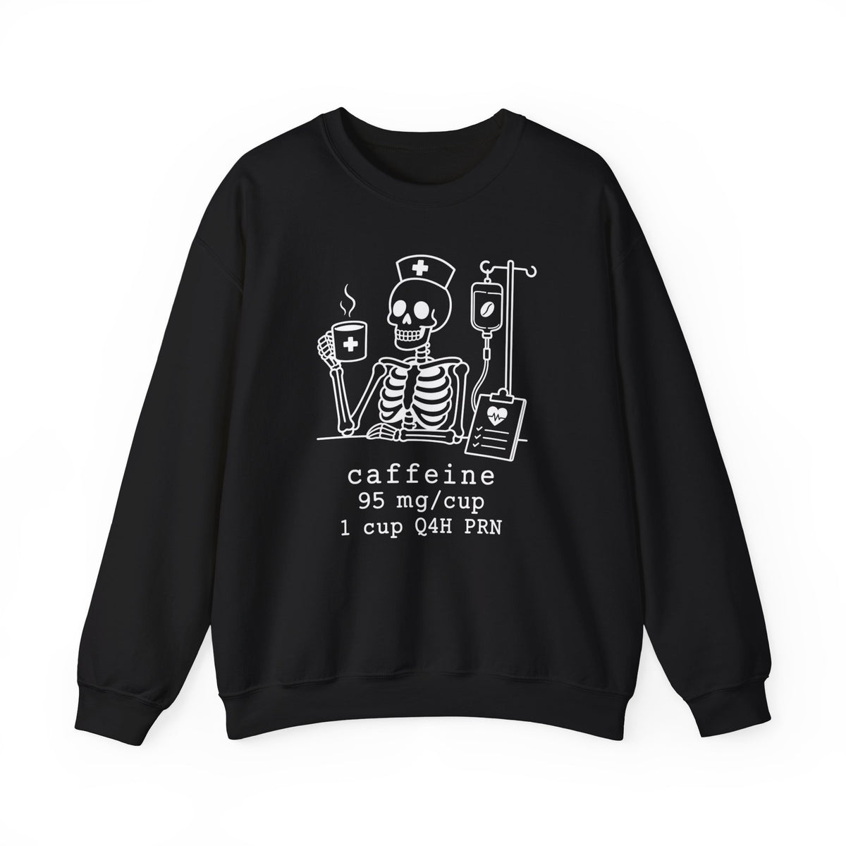 caffeine 95 mg/cup 1 cup Q4H PRN — Skeleton Crewneck Sweatshirt Gildan 18000