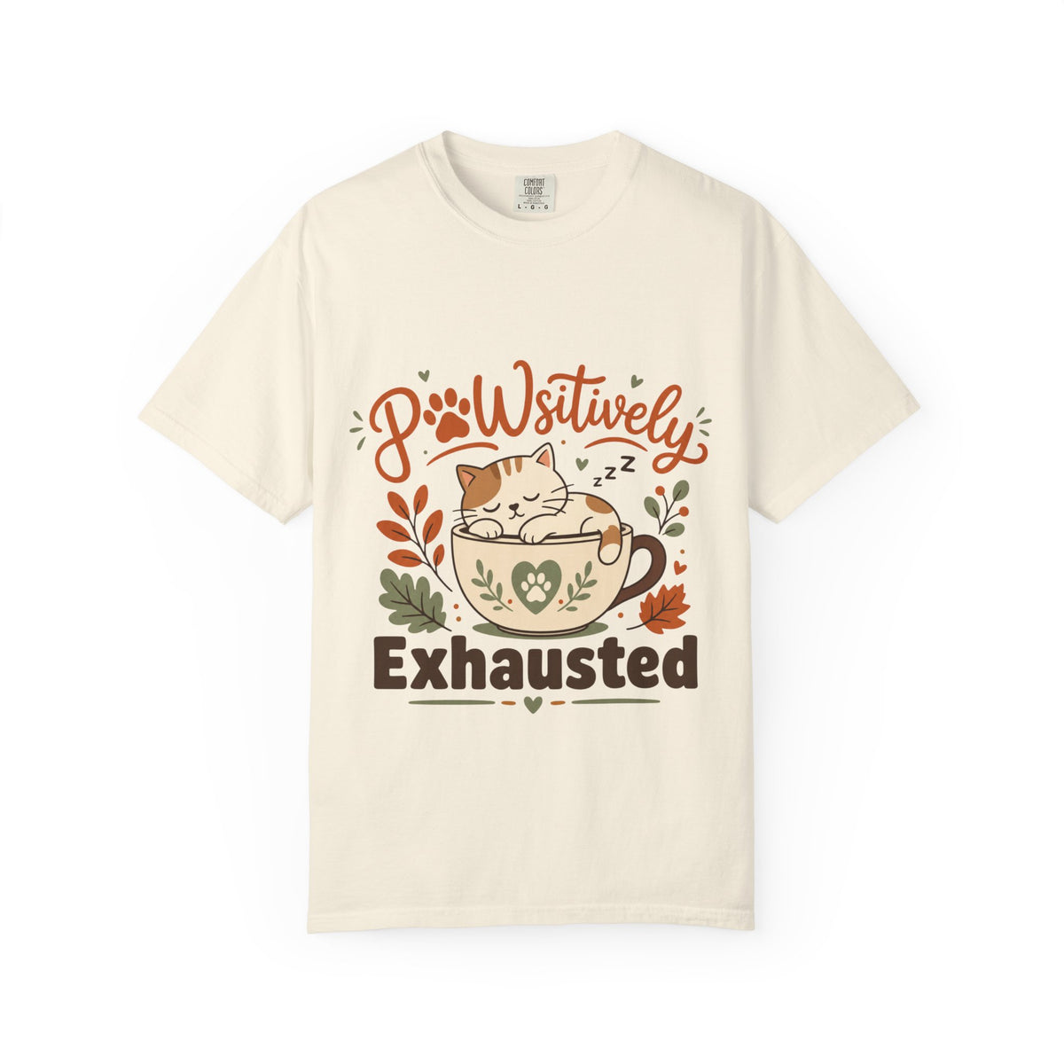 Pawsitively Exhausted - Sleepy Cat Autumn Tee Comfort Colors