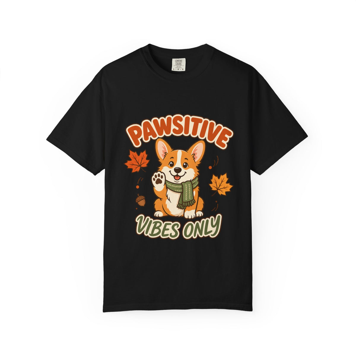 Pawsitive Vibes Only — Cute Corgi Fall Tee Comfort Colors