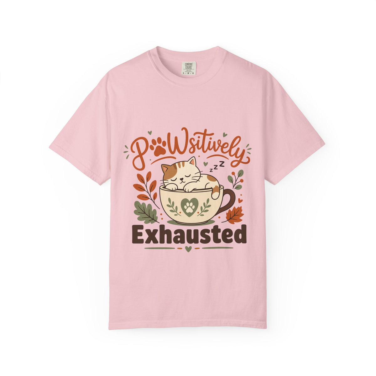 Pawsitively Exhausted - Sleepy Cat Autumn Tee Comfort Colors