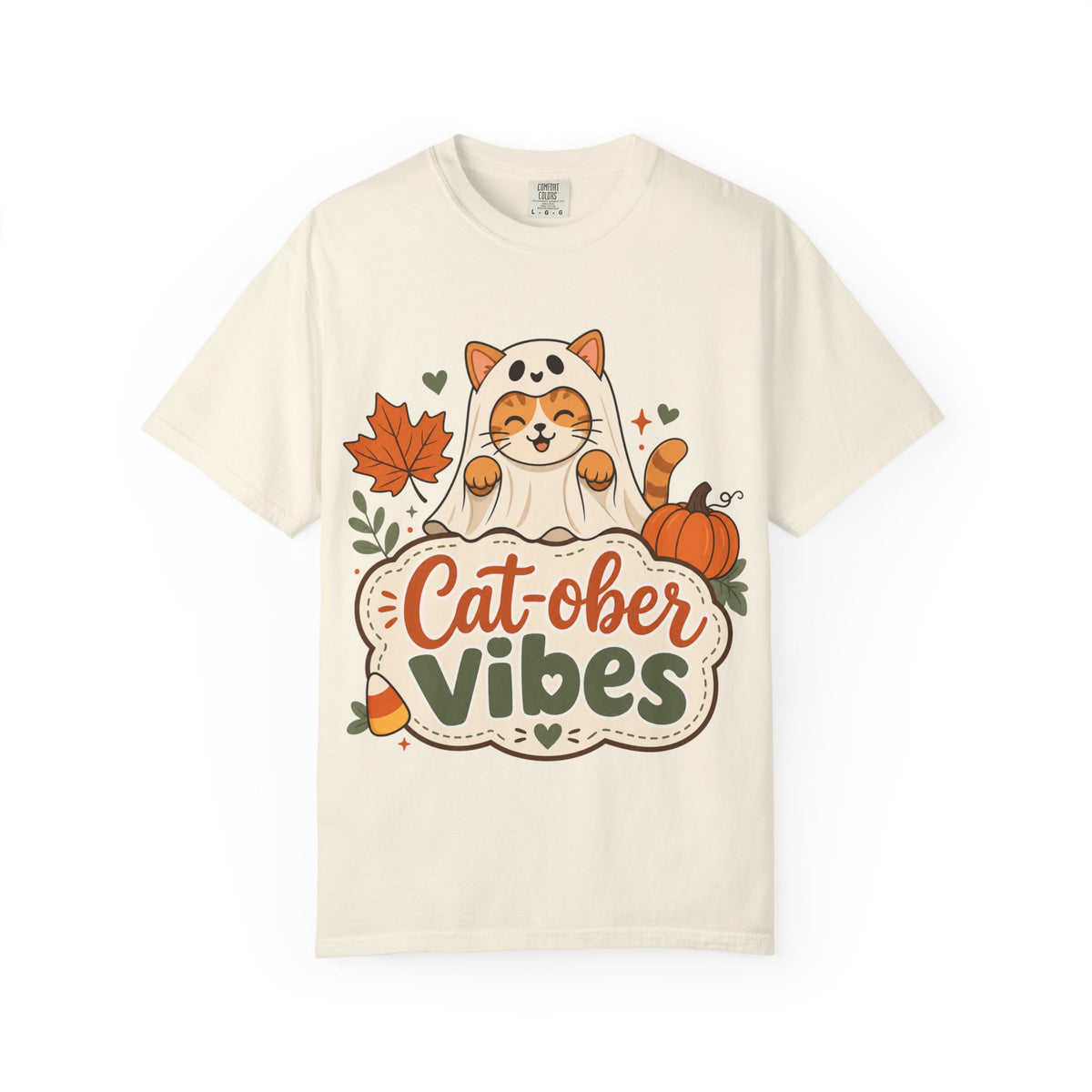 Cat-ober Vibes — Cute Autumn Cat Pumpkin Tee Comfort Colors