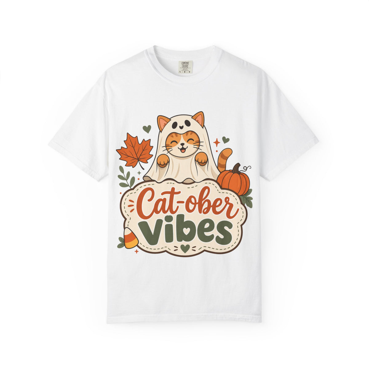 Cat-ober Vibes — Cute Autumn Cat Pumpkin Tee Comfort Colors