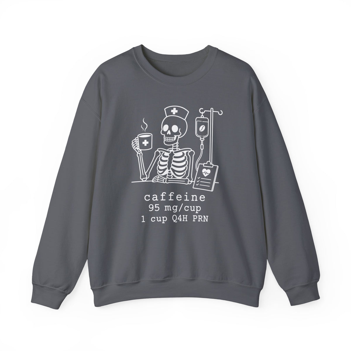 caffeine 95 mg/cup 1 cup Q4H PRN — Skeleton Crewneck Sweatshirt Gildan 18000