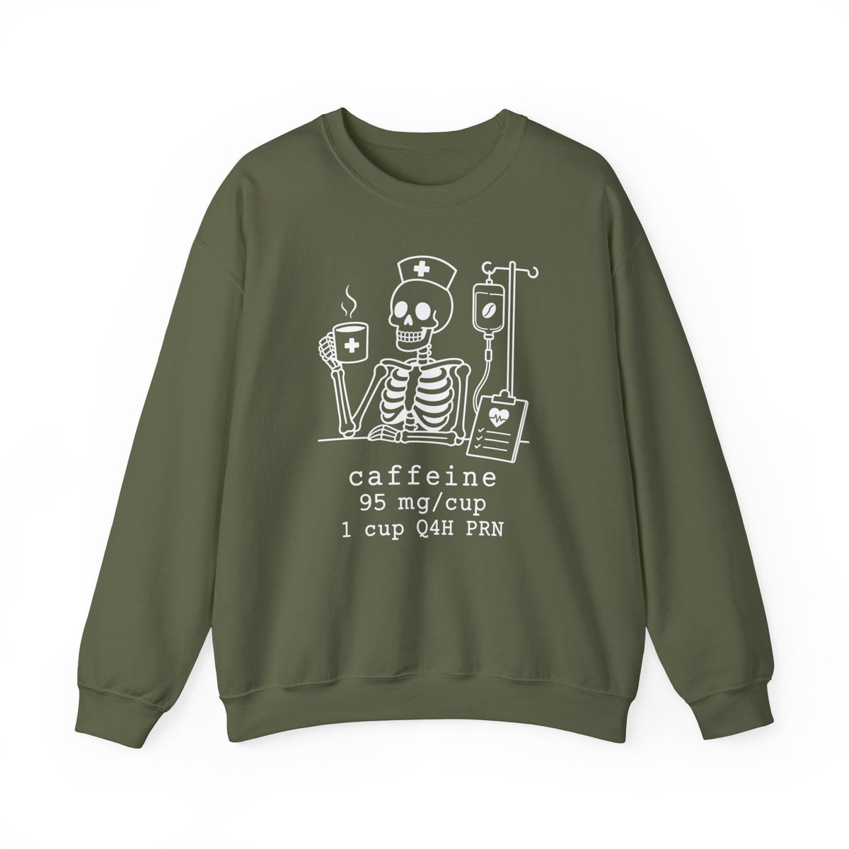 caffeine 95 mg/cup 1 cup Q4H PRN — Skeleton Crewneck Sweatshirt Gildan 18000