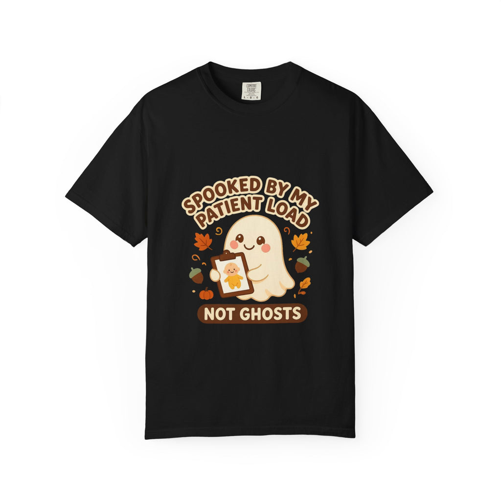 Spooked By My Patient Load Not Ghosts — Cute Kids Halloween Tee Comfort Colors