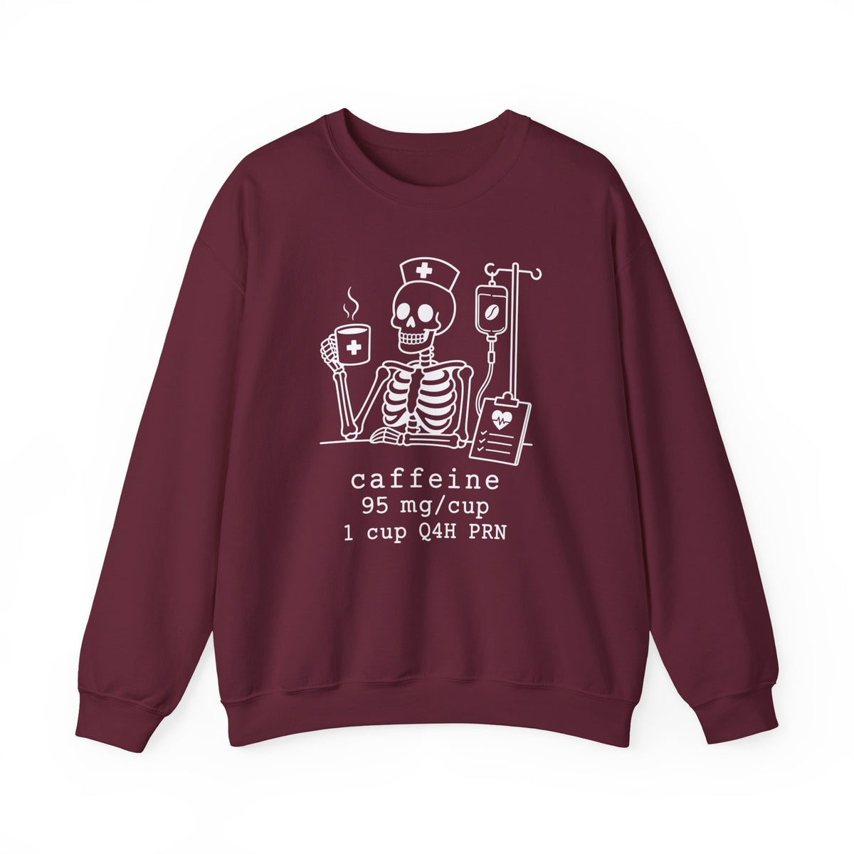 caffeine 95 mg/cup 1 cup Q4H PRN — Skeleton Crewneck Sweatshirt Gildan 18000