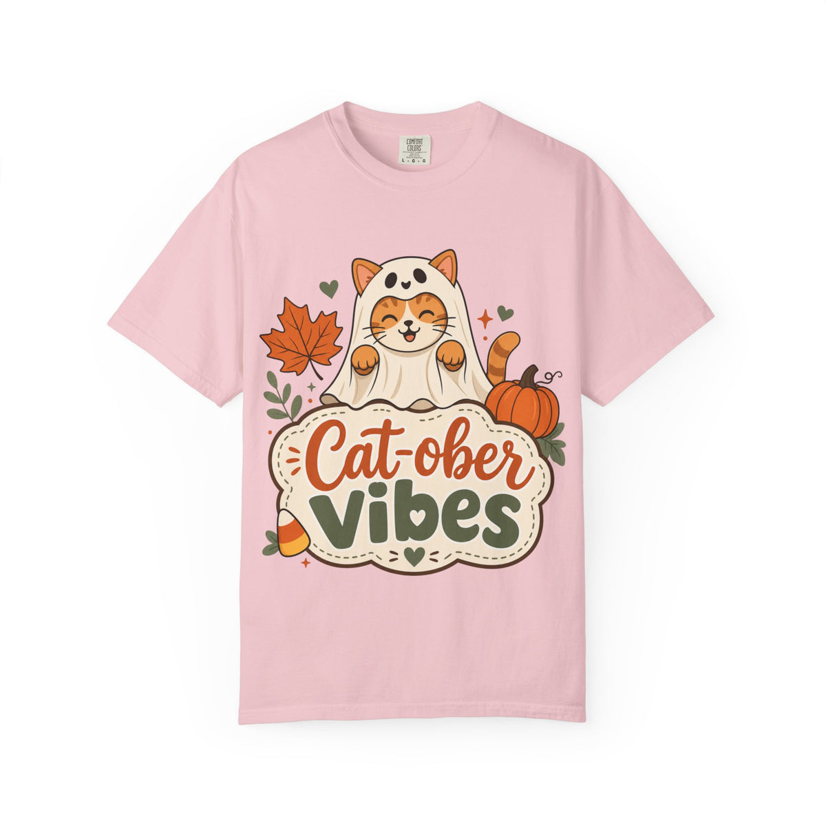 Cat-ober Vibes — Cute Autumn Cat Pumpkin Tee Comfort Colors